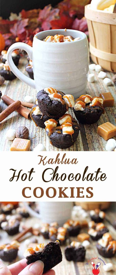 Kahlua Hot Chocolate Cookies - 2 Cookin Mamas Kahlua Hot Chocolate, Kahlua Recipes, Drinks Ideas, Soft Cookies, Cookies Soft, Caramel Drizzle, 2024 Recipes, Hot Chocolate Cookies, Edible Creations