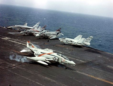 File:F-4B of VF-114 landing on USS Kitty Hawk (CVA F 4 Phantom, Us Navy Aircraft, Us Military Aircraft, F4 Phantom, Royal Australian Navy, Fly Navy, Navy Aircraft Carrier, North Vietnam, Navy Aircraft