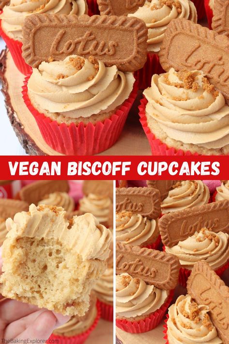 Recipe for Vegan Biscoff Cupcakes - egg and dairy free cupcakes with Biscoff spread and Biscoff biscuits! #thebakingexplorer #vegancupcakes #cupcakerecipe #eggfreecupcakes #biscoffcupcakes Biscoff Cupcakes Vegan, Cupcake Recipes Vegan, Vegan Biscoff Cupcakes, Vegan Cupcakes Recipes, Vegan Cupcake Recipe, Egg Free Cupcakes, School Baking, Biscoff Cupcakes, Vegan Muffin