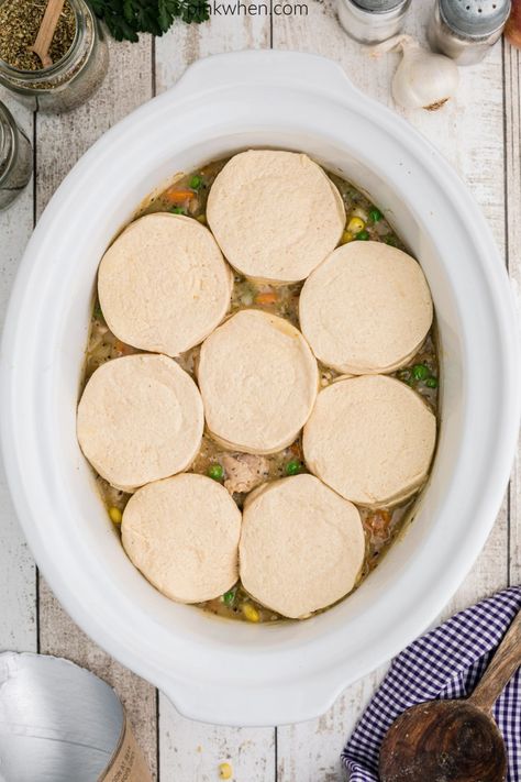 This Slow Cooker Chicken Pot Pie will have you feeling like you’re right back in grandma’s kitchen! There’s nothing quite like the flavor of homemade pot pie, and you’re about the unlock the secrets of how to cook it perfectly! Chicken Pot Pie In Crockpot Slow Cooker, Crock Pot Pot Pie Chicken, Crock Pot Chicken Pot Pie Easy, Ham Pot Pie Crockpot, Chicken Pot Pie Crock Pot Easy, Crock Pot Pot Pie, Crockpot Chicken Pot Pie With Biscuits, Chicken Pot Pie In Crockpot, Chicken Pot Pie Soup Crockpot