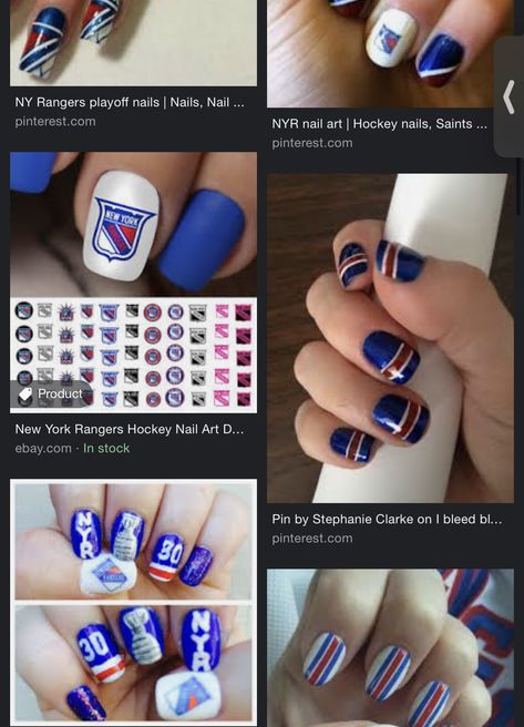 Hockey Nails Designs, Hockey Nails, Kraken Hockey, Rangers Hockey, Ny Rangers, Sport Quotes Motivational, Seattle Kraken, I Love Nails, New York Rangers