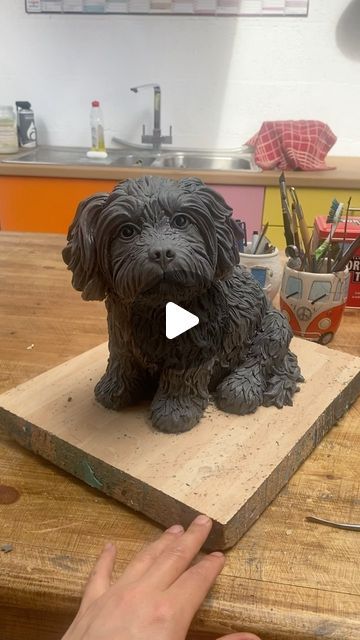 Roxy Winterburn|Art on Instagram: "What do you guys think to the texture on this one?  . Final Finishing on Dennis 🐶 all signed off and ready to go into mould 🧡 . #DogSculpture #Sculpture #Commission #PetArt #PetSculpture #DogCommission #Bronze #Artist #Art" Dog Sculpture Clay, Dog Clay Sculpture, Dog Sculpture Art, Wood Carving Designs, Dog Sculpture, Carving Designs, Sign Off, Sculpture Clay, Clay Ideas