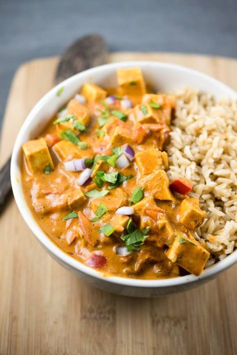 Slow Cooker Tofu Tikka Masala | Yup, it's Vegan Tofu Tikka Masala Recipe, Slow Cooker Tikka Masala, Tofu Tikka Masala, Tofu Tikka, Vegan Slow Cooker Recipes, Vegan Crockpot Recipes, Vegan Crockpot, Vegan Slow Cooker, Tikka Masala Recipe