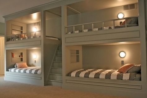 Quad Bunk Ideas | SOLID WOOD BEDS - Custom made beds - SOLID WOOD BEDS -built onsite Space Saver Bed, Bunk Bed Decorating Ideas, Guest Bedroom Colors, Small Loft Apartments, Bunk Beds Small Room, Twin Bed Mattress, Cabin Bunk Beds, Bed Inspiration, Bunk Bed Ladder