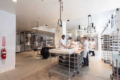 Tartine Team’s New Manufactory Bakes Bread on a Massive Scale - Eater LA Baking Room Design, Bakery Factory, Chris Bianco, Baking Room, Bakery Shop Interior, Salsa Bar, Bakery Interior, The Great Dane, Bakery Kitchen