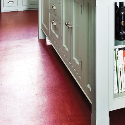 Linoleum Floor Red Flooring, Retro Modern Kitchen, Marmoleum Floors, Kitchen Flooring Options, Red Floor, Linoleum Flooring, Kitchen Upgrades, Red Kitchen, Kitchen Redo