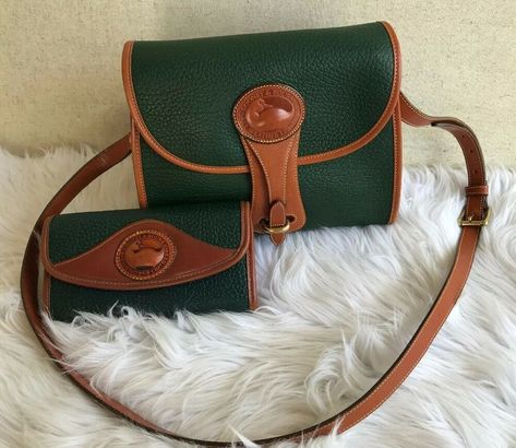 Vintage Dooney & Bourke All Weather Purse Matching Wallet Green Brown Leather  #DooneyBourke #ShoulderBag #Everyday Dooney And Bourke Wallet, Thrift Aesthetic, Handbag Storage, Green Handbag, Facebook Groups, Handbags Casual, Quality Handbags, Purse Styles, Dooney And Bourke