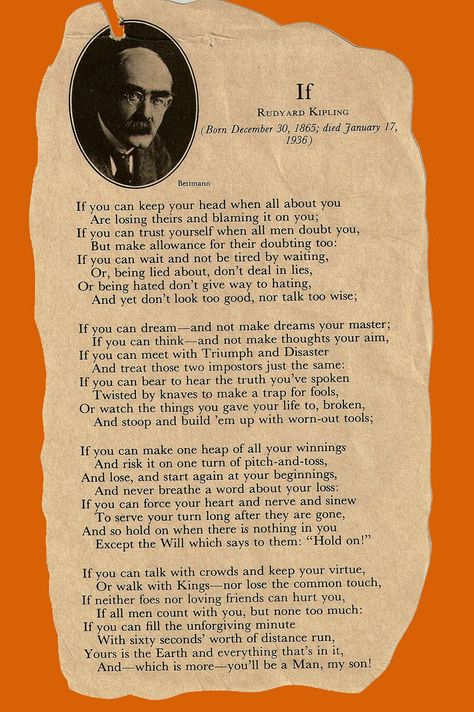 "If" by Rudyard Kipling Poems By Famous Poets, If By Rudyard Kipling, Meaningful Poems, Classic Poems, Inspirational Poems, Rudyard Kipling, Famous Poems, Poetry Inspiration, Poems Beautiful