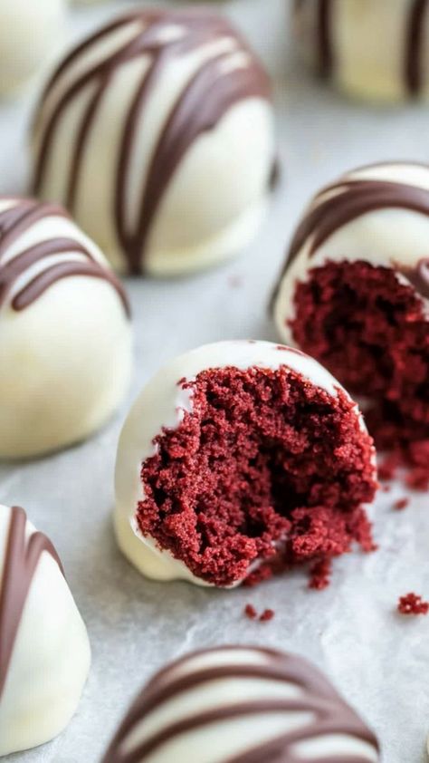 Show your love with these easy-to-make Red Velvet Truffles—a delightful and decadent treat for beginners this Valentine’s Day! 💝🍫 #ValentinesDayTreats #RedVelvetTruffles #BeginnerBaking #EasyDessert #ChocolateTruffles #SweetIndulgence #ValentineSweets #RedVelvetLove #TrufflePerfection #LoveAtFirstBite Red Velvet Truffles, Red Velvet Cake Mix, Chocolate Cream Cheese, Valentines Day Treats, Red Velvet Cake, Velvet Cake, Chocolate Dipped, Chocolate Truffles, Semisweet Chocolate