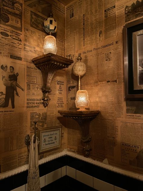 Speak East Decor, Prohibition Style Bathroom, Prohibition Wallpaper, Speakeasy Wine Bar, Underground Speakeasy Aesthetic, Speakeasy Room Decor, Small Speakeasy Room, Prohibition Style Bar, Roaring 20s Home Decor