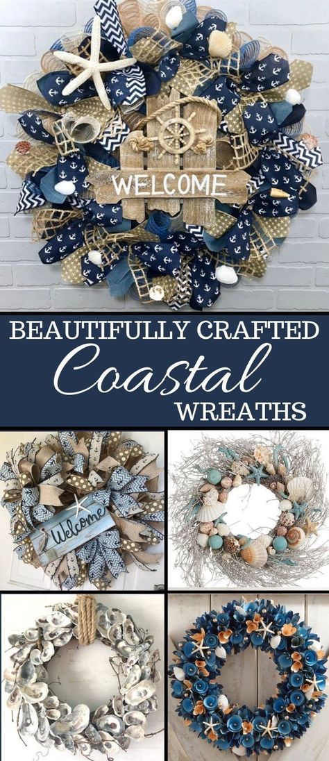 Beach Wreaths For Front Door, Beach House Front Door, Sea Wreath, Coastal Wreaths, Nautical Wreaths, Coastal Wreath, Nautical Wreath, Beach Wreath, House Front Door