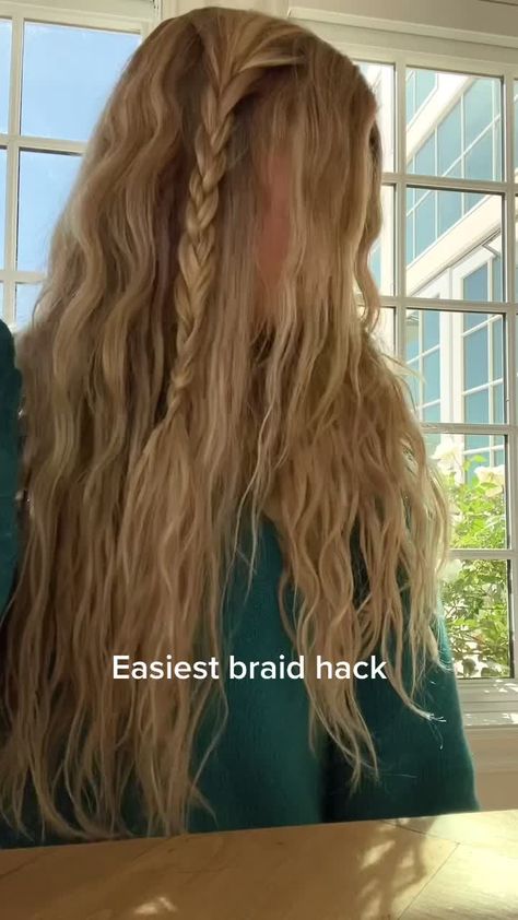 Single Small Braid In Hair, How To Tie Braids Without Hair Tie, How To Braid Without A Hair Tie, Braid With No Hair Tie, No Hair Tie Braid, How To End A Braid Without A Hair Tie, Braids Without Hair Tie, Braid Without Hair Tie, How To Tie Hair Without Hair Tie