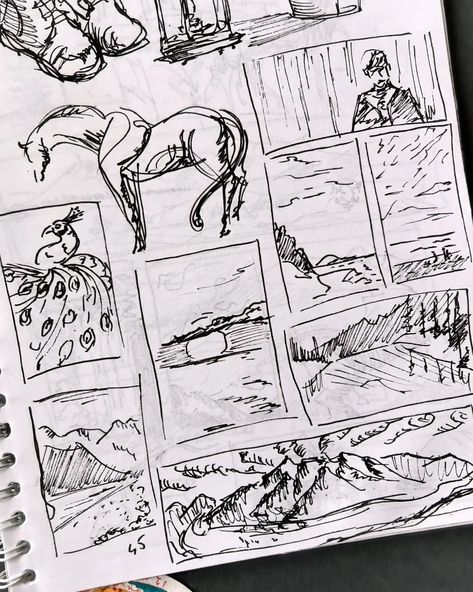 Effective and fun exercise 🔥 Probably my favorite. ✨Draw quick thumbnails✨ Thumbnail is a miniature, a doodle, a rough quick sketch. ✍️ Draw several rectangular frames on your page and sketch several objects around you in them, without thinking about aesthetics. Quickly, in 1-5 minutes. Then you can draw from your photos, from the show you are currently watching, from photos from the Internet, from your favorite board on Pinterest. We are not chasing perfection they will look beau... Composition Thumbnails, Thumbnails Sketches, Gcse Tips, Doodle A, Rough Sketches, Thumbnail Sketches, Art Theory, A Level Art, Quick Sketch