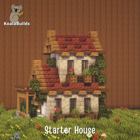 Small Cottage Home Minecraft, Minecraft Compact House, Tiny Houses Minecraft, Calcite House Minecraft, Minecraft Archway Cottagecore, Simple Starter House Minecraft, Mc Starter House, Minecraft Mini House Ideas, Minecraft House Starter