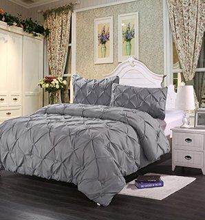 Homehug Pinch Pleat Puckering 1800TC Polyester Queen 3 Piece Comforter Set, Grey Grey Comforter Sets, Grey Comforter, Bedding Sets Grey, Queen Size Comforter, King Size Comforters, Twin Comforter Sets, Twin Xl Comforter, Bedding Comforter, Bed Comforter Sets