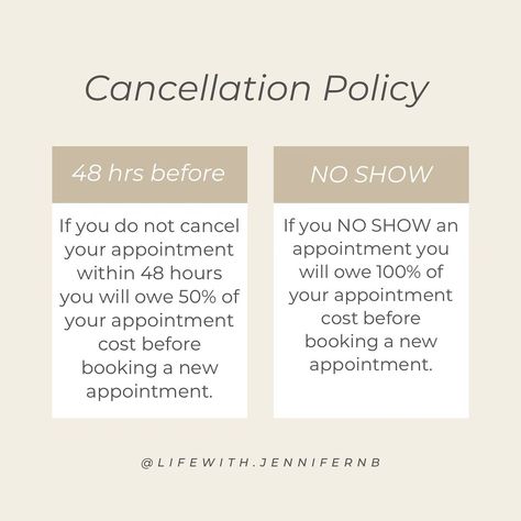 I HATE making these post but I will now have a cancellation policy. I understand life happens and I will 100% try and work with everyone but cancellations and no shows have been insane lately so unfortunately this policy has to be made. Jennifer Brown, Cancellation Policy, Life Happens, I Understand, The 100, Quick Saves