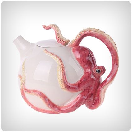 Octopus Teapot, Art Bizarre, Red Octopus, Teapots Unique, Octopus Art, Teapots And Cups, Ceramic Teapots, Tea Pot, Clay Art