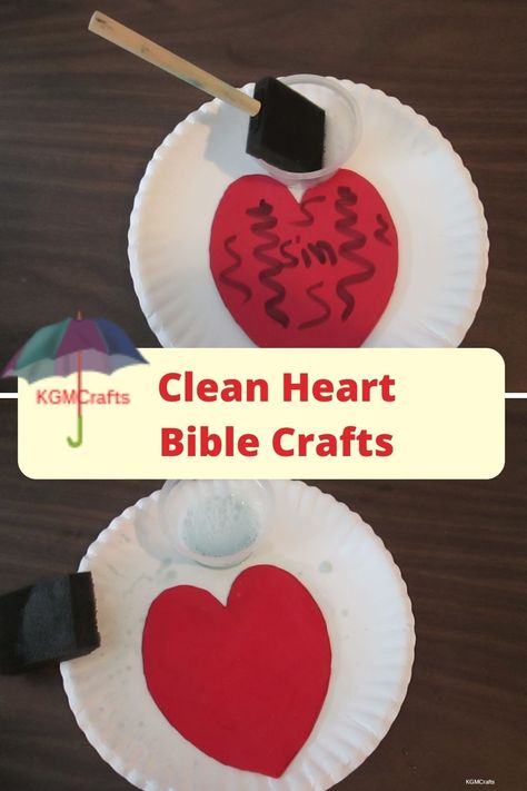 Clean heart Bible crafts are great for Sunday School lessons. Most are easy enough for preschoolers. #biblecraftsforkids Easy Heart Crafts For Kids, Salvation Crafts For Kids, Bible Love Crafts For Kids, February Sunday School Lessons For Kids, Bible Story Crafts For Preschoolers, Sunday School Crafts For Kids Easy, February Childrens Church Lessons, Valentines Bible Craft, Gospel Crafts For Kids