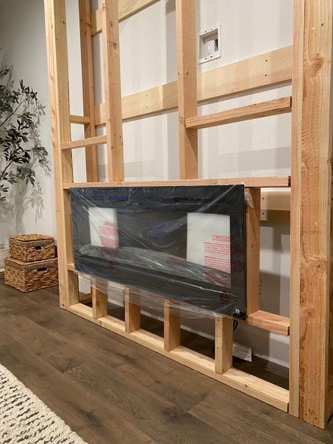 One Room Challenge (Living Room Fireplace) – Reflection – Home with Emily Jean Basement Fireplace, Recessed Electric Fireplace, Built In Electric Fireplace, Suburban Mom, Electric Fireplace Wall, Build A Fireplace, Fireplace Tv Wall, Diy Basement, Fireplace Built Ins