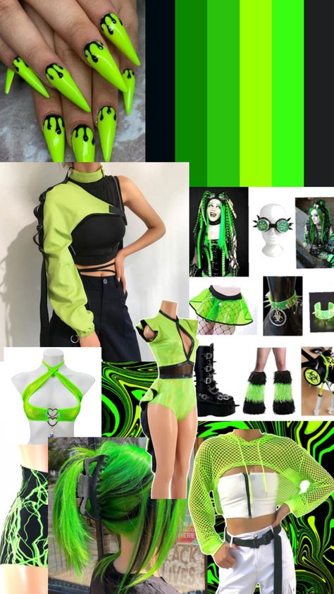 Neon Green Rave Outfit, Green Rave Outfit, Neon Outfit Ideas, Helmet Cyberpunk, Neon Rave Outfits, Neon Rave, Futuristic Helmet, Festival Rave Outfit, Edm Outfits