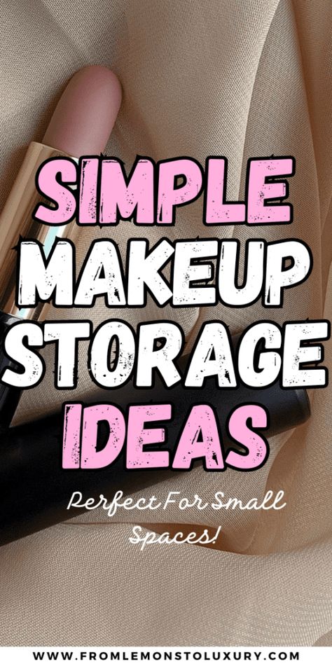 Makeup Organization Minimalist, How To Store Makeup In Bathroom, Rv Makeup Storage, Organize Makeup Small Space, Makeup Organization Small Space, Makeup Storage Ideas Small Spaces, Makeup Organizer Ideas Small Spaces, Makeup Shelf Ideas, Makeup Storage Ideas Bathroom