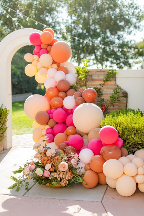 Bride Balloon Arch, Balloon Arch Colorful, Summer Party Balloons, Petals And Prosecco Balloon Arch, Sunset Balloon Arch, Love Is In Bloom Balloon Arch, Bridal Shower Balloons Backdrop, Bright Balloon Arch, Pink And Orange Balloon Arch