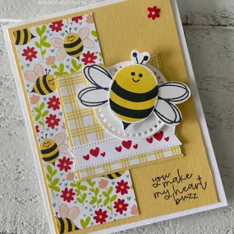 Bee Valentines Cards, Bee My Valentine, Stampin Up Valentine Cards, Bee Mine Valentine, Bee Valentine, Valentine Cards Handmade, Happy Valentines Day Card, Cute Birthday Cards, Bee Cards