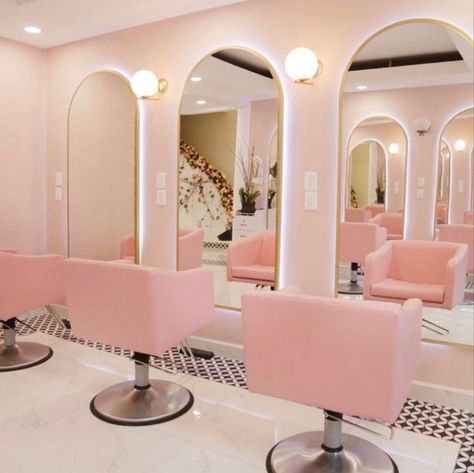 Meet your Posher, Lucy Beauty Bar Salon Ideas, Beauty Bar Ideas, Beauty Bar Salon, Makeup Studio Decor, Pink Salon, Hair Salon Chairs, Nail Salon Interior Design, Nail Salon Interior, Beauty Room Salon