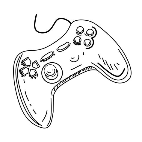 Game Console Drawing, Remote Control Drawing, Game Controller Drawing, Controller Sketch, Remote Drawing, Line Art Video, Control Drawing, Gaming Drawing, Video Drawing