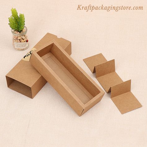 Kraft paper drawer style gift box with paper divider insert for chocolate packaging, candy packaging box. Buy it from @Kraft Package Store with worldwide free shipping now. Kraft Paper Box Packaging, Box Inserts Packaging, Kraft Packaging Ideas, Vase Packaging, Kraft Box Packaging, Ginger Candy, Box With Paper, Paper Drawer, Tea Package