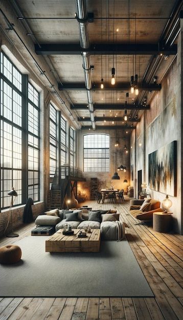 Photo appartement industriel au grenier ... | Premium Photo #Freepik #photo Premium Photo, Wallpapers