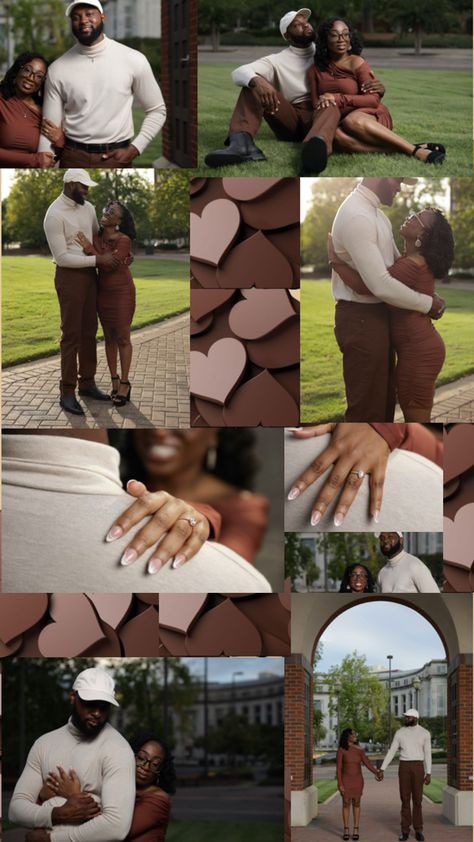 Fall engagement photos Black Couple Engagement Photoshoot, Engagement Photo Shoot Poses, Anniversary Pictures, Black Couple, Engagement Photos Fall, Engagement Poses, Engagement Photo Outfits, Fall Engagement, Photos Ideas