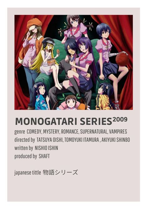 Series Poster, Anime Suggestions, Monogatari Series, Poster Anime, Anime Printables, Good Anime To Watch, Anime Titles, Utila, Old Anime