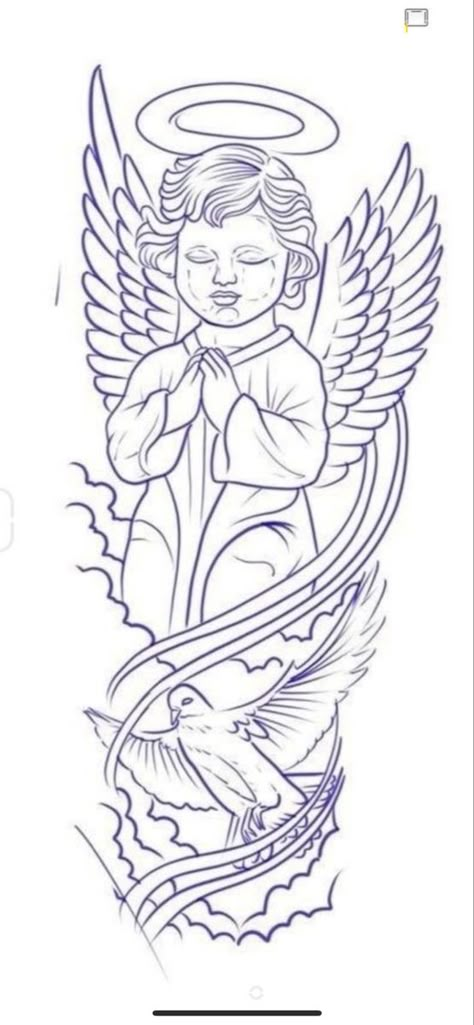 Lowrider Tattoo, Small Dope Tattoos, Guardian Angel Tattoo Designs, Baby Angel Tattoo, D N Angel, Half Sleeve Tattoo Stencils, Hand Tattoo Designs, Guardian Angel Tattoo, Japanese Flower Tattoo