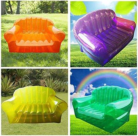 Inflatable Chair Air Lazy Sofa Multicolored Transparent Couch for Indoor Outdoor Home Office Travel Camping (Color : Purple) : Amazon.ca: Home Blow Up Chairs 90s, Inflatable Chair 90s, Inflatable Couch Aesthetic, Y2k House, Outdoor Home Office, Inflatable Couch, Children Games, Bar Mitzvah Party, Inflatable Furniture