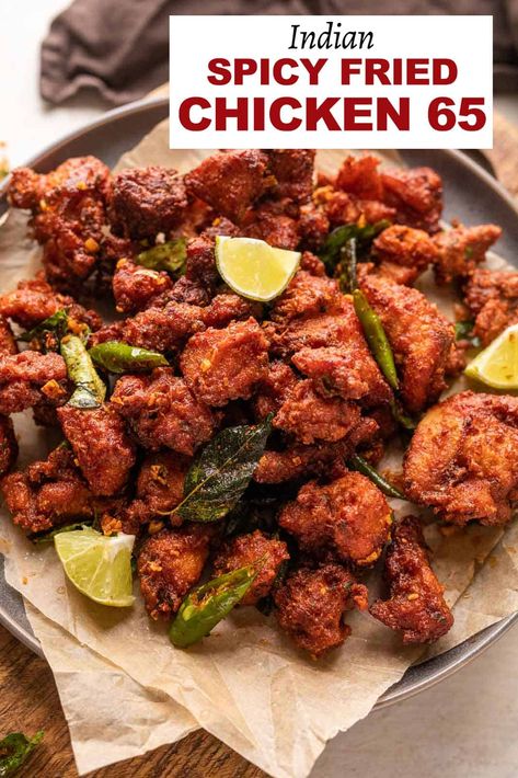 Chicken 65, Chicken Starter Recipes, Recipes Spicy, Crunchy Chicken, Chicken Snacks, Spicy Snacks Recipes, Spicy Chicken Recipes, Fried Chicken Recipe, Breakfast Recipes Indian