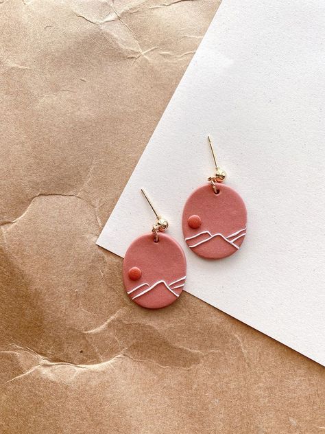 Line Drawing Nature, Clay Earrings Simple, Drawing Nature, Etsy Jewelry Handmade, Diy Earrings Polymer Clay, Painting Minimalist, Polymer Clay Jewelry Tutorials, Handmade Clay Jewelry, Polymer Clay Diy