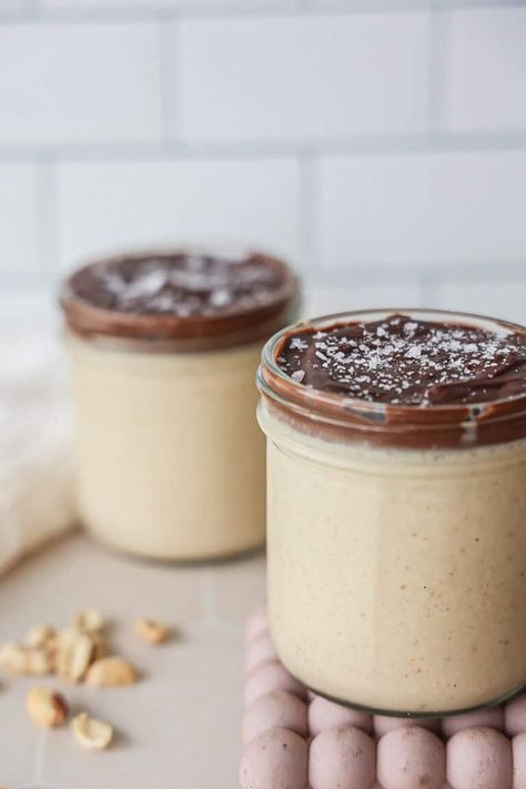 Vegan Peanut butter mousse with aquafaba - danishealthyeats.com Vegan Peanut Butter Mousse, Vegan Aquafaba Recipes, Aquafaba Frosting, Aquafaba Mousse, Aquafaba Meringue, Aquafaba Recipes, Best Vegan Desserts, Sugar Free Peanut Butter, Lemon Mousse