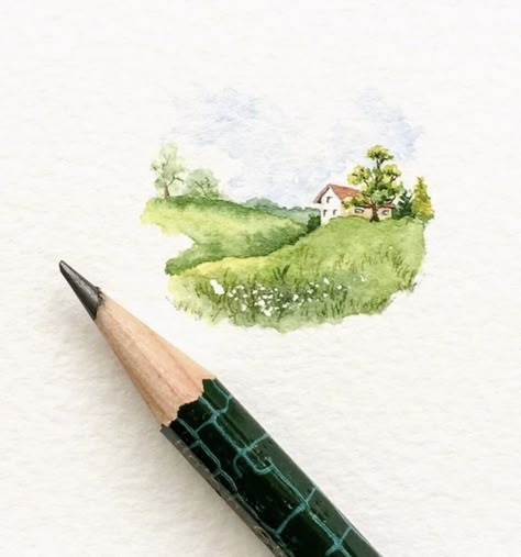 House On The Hill, Watercolor Blog, Watercolor Artists, Watercolor Paintings Tutorials, Easy Watercolor, Urban Sketching, Mini Paintings, The Hill, Watercolor Artwork