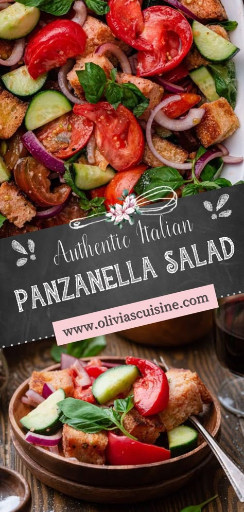 Ina Garten Panzanella Salad, Summer Italian Salad, Italian Panzanella Salad, Italian Tomato Salad Recipes, Italian Bread Salad Recipe, Tuscan Salad Recipes, Italian Summer Salads, Chicken Panzanella Salad, Watermelon Panzanella Salad