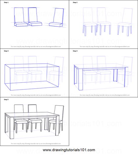 Chairs Drawing, Small Armchairs, Table Sketch, Dining Table With Chairs, Table With Chairs, Drawing Furniture, Chair Drawing, Furniture Sketch, Drawing Instructions