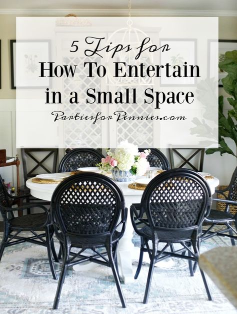 How To Throw A Party In A Small House, Micro Dinner Party, Hosting Thanksgiving In A Small House, How To Host A Dinner Party Small Spaces, Brunch Set Up Ideas Outside, Holiday Seating For Small Spaces, Thanksgiving Buffet Setup Small Space, Entertaining In Small Spaces, Hosting Large Party In Small House