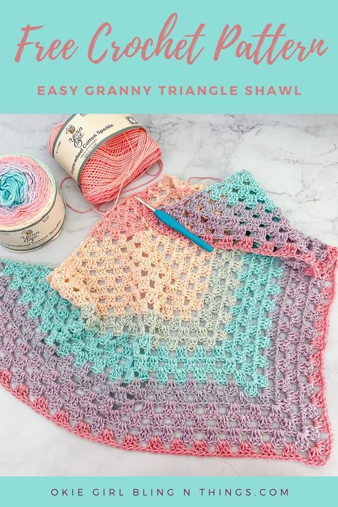 Crochet Granny Stitch Triangle Shawl Pattern, Granny Square Crochet Pattern Shawl, Granny Square Triangle Shawl Pattern, Granny Stitch Triangle Shawl, Crochet Triangle Shawl Pattern Free Granny Squares, Triangle Shawls Free Patterns, Crochet Lacy Triangle Shawl Pattern Free, Granny Square Triangle Shawl, Crochet Granny Shawl Pattern Free