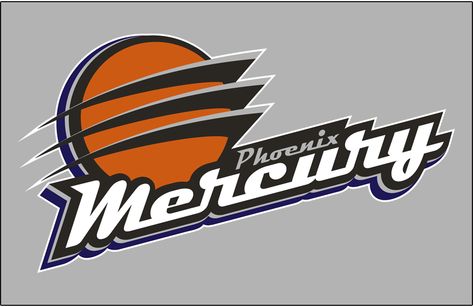 Phoenix Mercury Primary on Dark Logo (2011-Pres) - Primary on Light Grey Mercury Logo, Phoenix Mercury, Dark Logo, Sports Team Logos, Sports Logos, All Sports, National Basketball Association, Sports Svg, Retro Logo