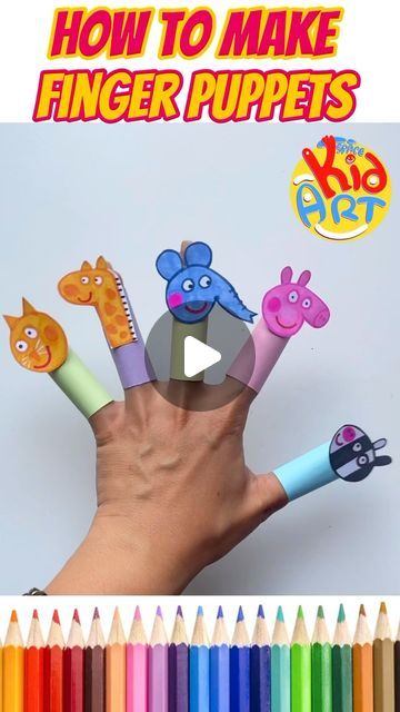 @kidartspace on Instagram: "Hey Art lovers! Today we wanna see how we can make finger puppets easy! In this DIY video you will learn to make the paper finger puppets of Peppa Pig and his friends ! If you want to see the whole video check our Youtube❤️ #diycrafts #craftsforkids #kidscraftideas #diytoys #fingerpuppets #peppapigtoy" How To Make Finger Puppets, How To Make Puppets For Kids, Easy Puppets For Kids To Make, How To Make Puppets, How To Make A Puppet, Finger Puppets Diy, Puppets For Kids To Make, Diy Finger Puppets, Make Finger Puppets