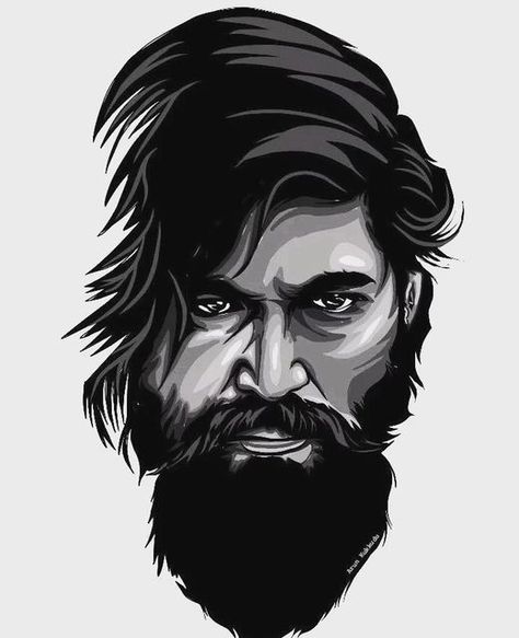 KGF chapter 1 & 2 Kgf Cartoon Art, Kgf Rocky Sketch, Rocky Bhai Drawing, Kgf Drawing Images, Kgf Yash Drawing, Rocky Bhai Kgf Wallpaper, Yash Kgf Wallpapers, Yash Sketch, Kgf Logo