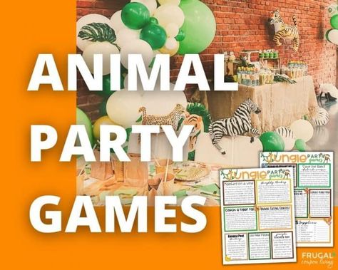 Looking for fun safari or jungle themed party games for your next wild and crazy party? Enjoy these 12 fun animal party games that you can print. Animal themed birthday activities and animal themed birthday party printable games for toddlers, preschoolers & younger kids. Animal birthday party ides can include games like safari animal scavenger hunt, jungle birthday party relay race and party animal birthday theme obstacle course. More safari party ideas on frugal coupon living. Party Animal Games, Animal Themed Party Games, Jungle Birthday Party Games, Safari Birthday Activities, Safari Games For Kids, Jungle Party Games, Animal Birthday Party Games, Indoor Party Ideas, Animal Scavenger Hunt