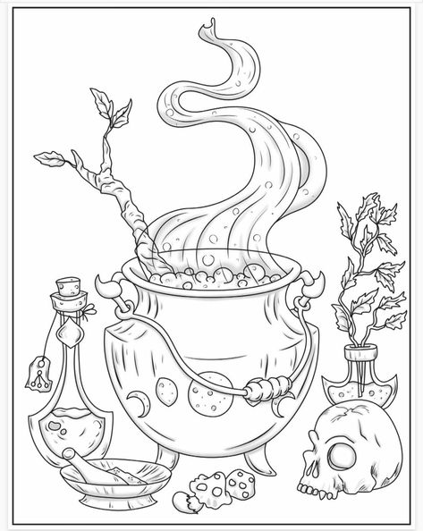 Cool Coloring Pages Free Printable, Grimoire Coloring Pages, Goblincore Coloring Pages, Grunge Coloring Pages, Witchy Coloring Pages Simple, Coloring Pages Witchy, Spooky Coloring Pages For Adults, Samhain Coloring Pages, Witchy Coloring Pages For Adults