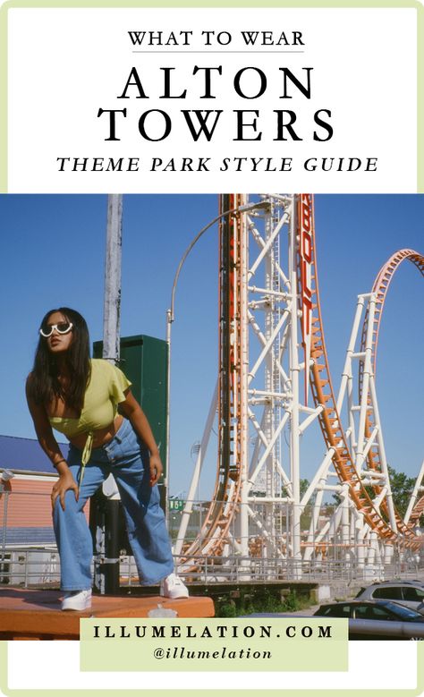 Need outfit inspiration for a theme park? Here's your style guide for hot summer and rainy weather. Whether you're visiting Alton Towers or Thorpe Park, make sure you bring these essentials along for an amazing day out riding rollercoasters! Thorpe Park Outfit Summer, Thorpe Park Outfit, Rollercoaster Outfit, Alton Towers Outfit, Theme Park Outfit, Park Outfit, Thorpe Park, Alton Towers, Theme Park Outfits