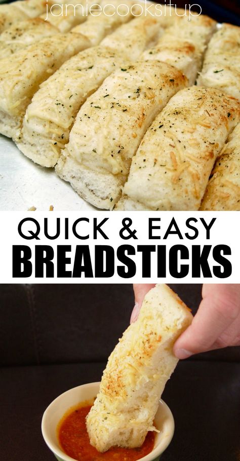 Fast Homemade Garlic Bread, Homemade Loaf Bread Easy Recipes, Quick Bread Sticks Easy Recipes, Homemade Breadsticks Without Yeast, No Knead Breadsticks, Quick Cheesy Bread, Dinner Bread Recipes Quick, Things To Make With Yeast Easy Recipes, Soup Bread Sticks